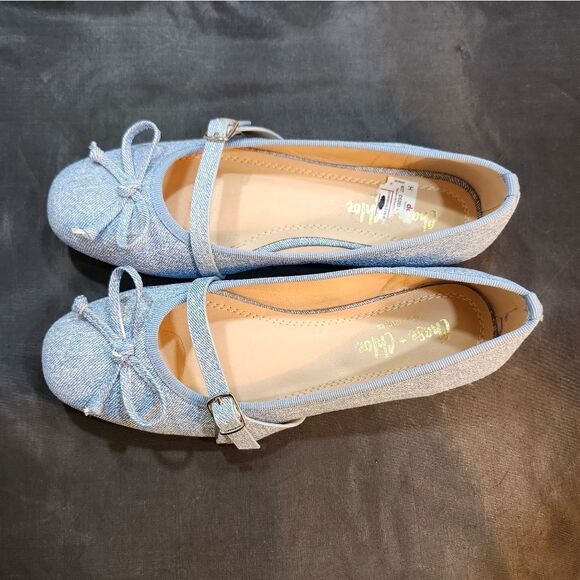 BRAND NEW CHASE & CHLOÉ FERGIE-1 DENIN BALLERINA BOWNOT SLIP-ON FLAT G1 - Picture 6 of 15